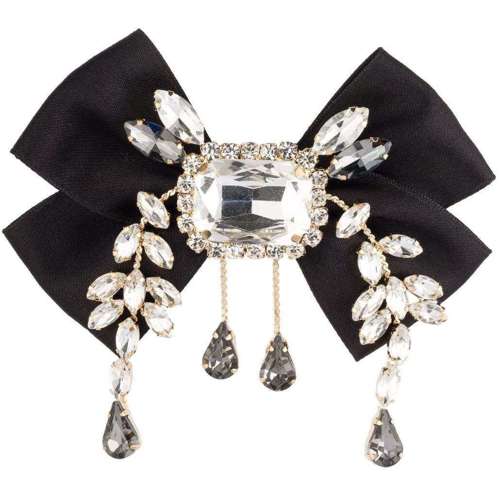Satin Bow Brooch W/Crystals Black - DARK Department - My Milou