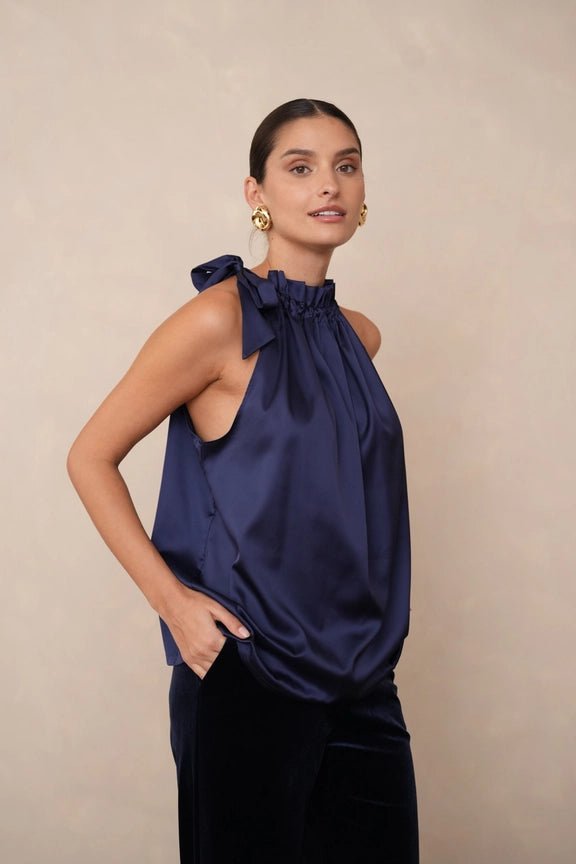 Satin Elisabeth Toppi Navy One Size - CHOKLATE PARIS - My Milou