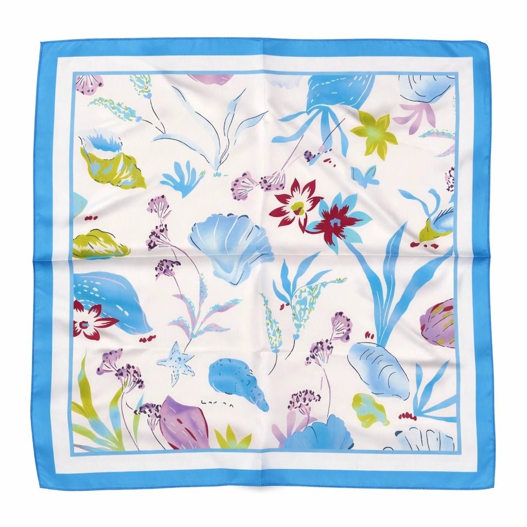 Satin Pattern Scarf Blue - BYREN | ÉLINE L’ATELIER - My Milou