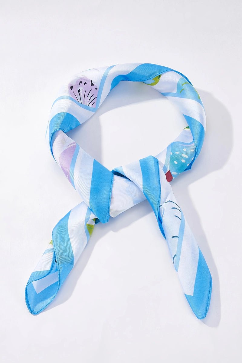 Satin Pattern Scarf Blue - BYREN | ÉLINE L’ATELIER - My Milou