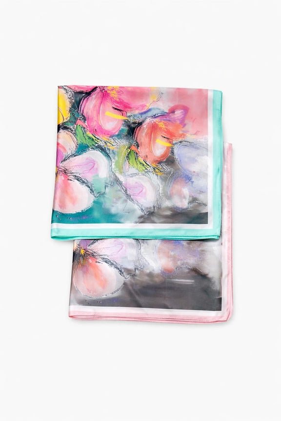 Satin Scarf Flower Green - BYREN | ÉLINE L’ATELIER - My Milou