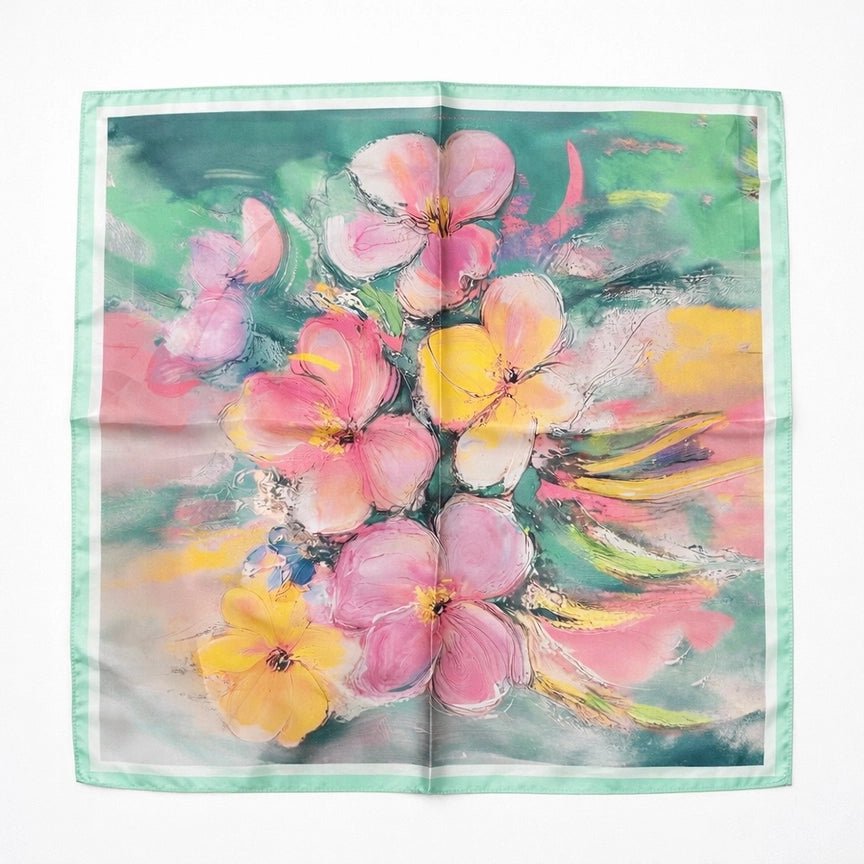 Satin Scarf Flower Green - BYREN | ÉLINE L’ATELIER - My Milou