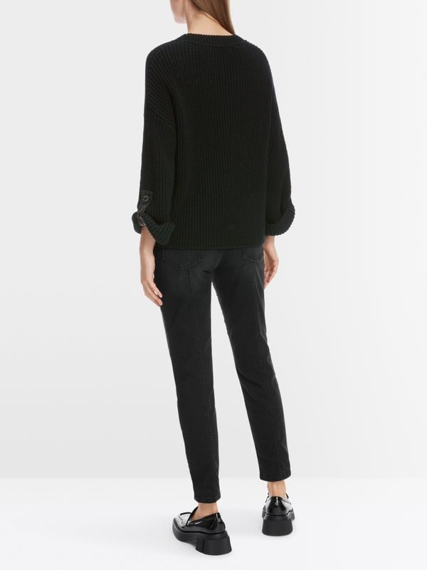 Shiny Patch Sweater Black - Marc Cain - My Milou