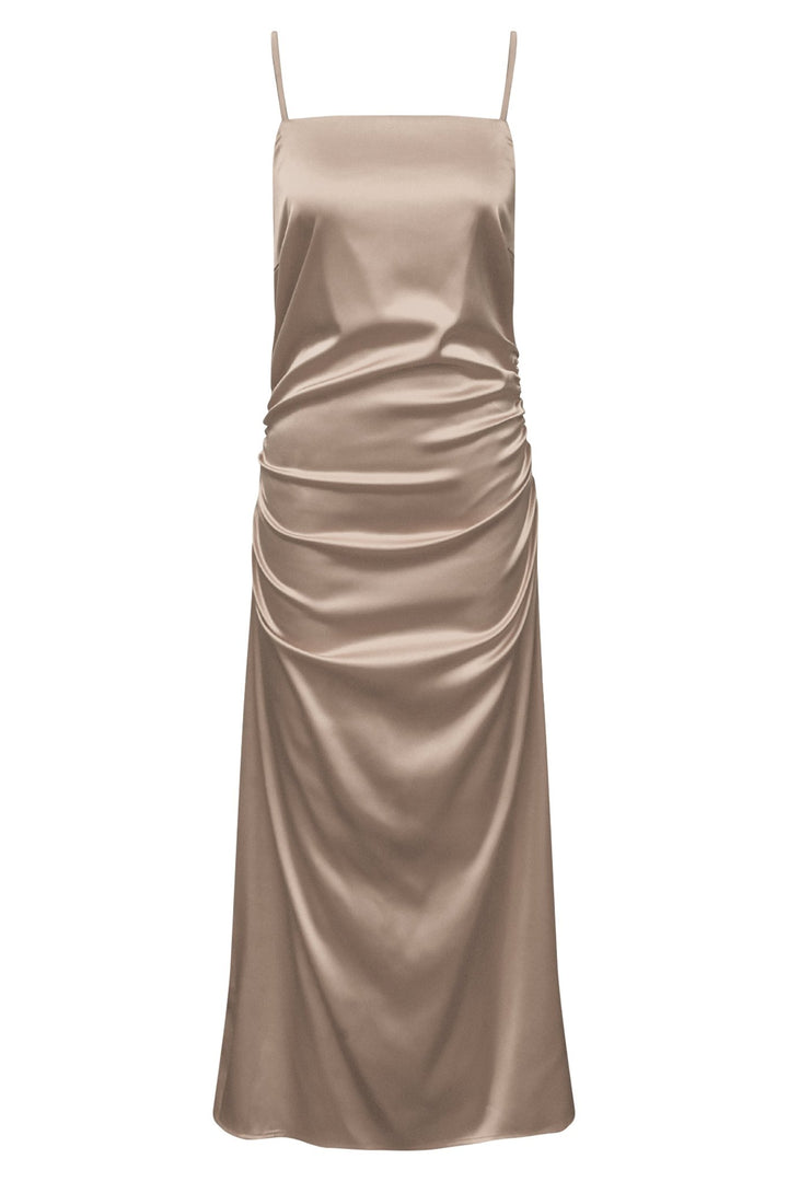 Simone Satin Mekko Champagne - A - VIEW - My Milou
