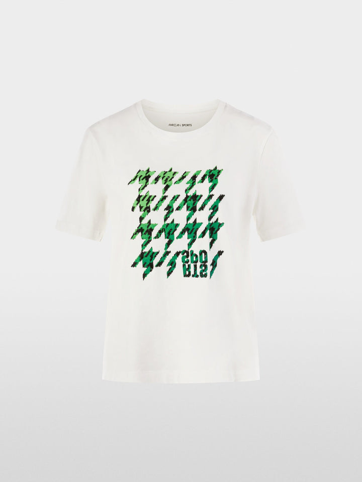 T-Shirt with Checkered Print Off White - Marc Cain - My Milou