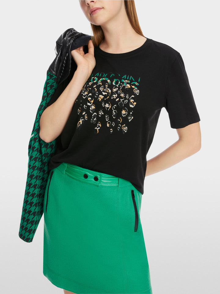 T-Shirt With Greo Print Black - Marc Cain - My Milou