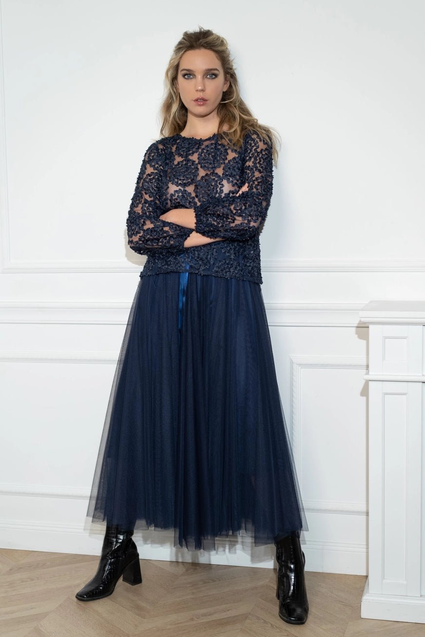 Textured Rosette Pusero Navy - CHOKLATE PARIS - My Milou