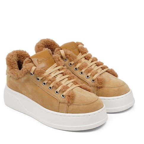Zanja Shearling Low Sneakers Warm Taupe - Lovelies Studio - My Milou