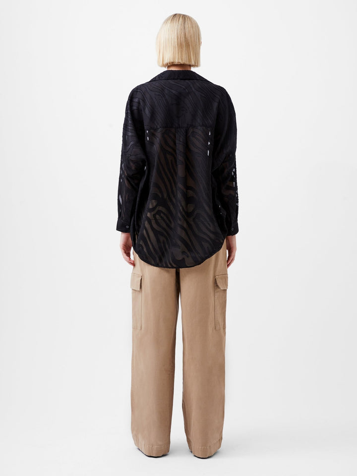 Zebra Devore Popover Shirt Black - French Connection - My Milou