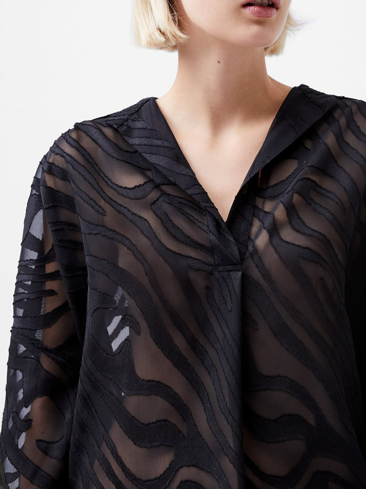 Zebra Devore Popover Shirt Black - French Connection - My Milou