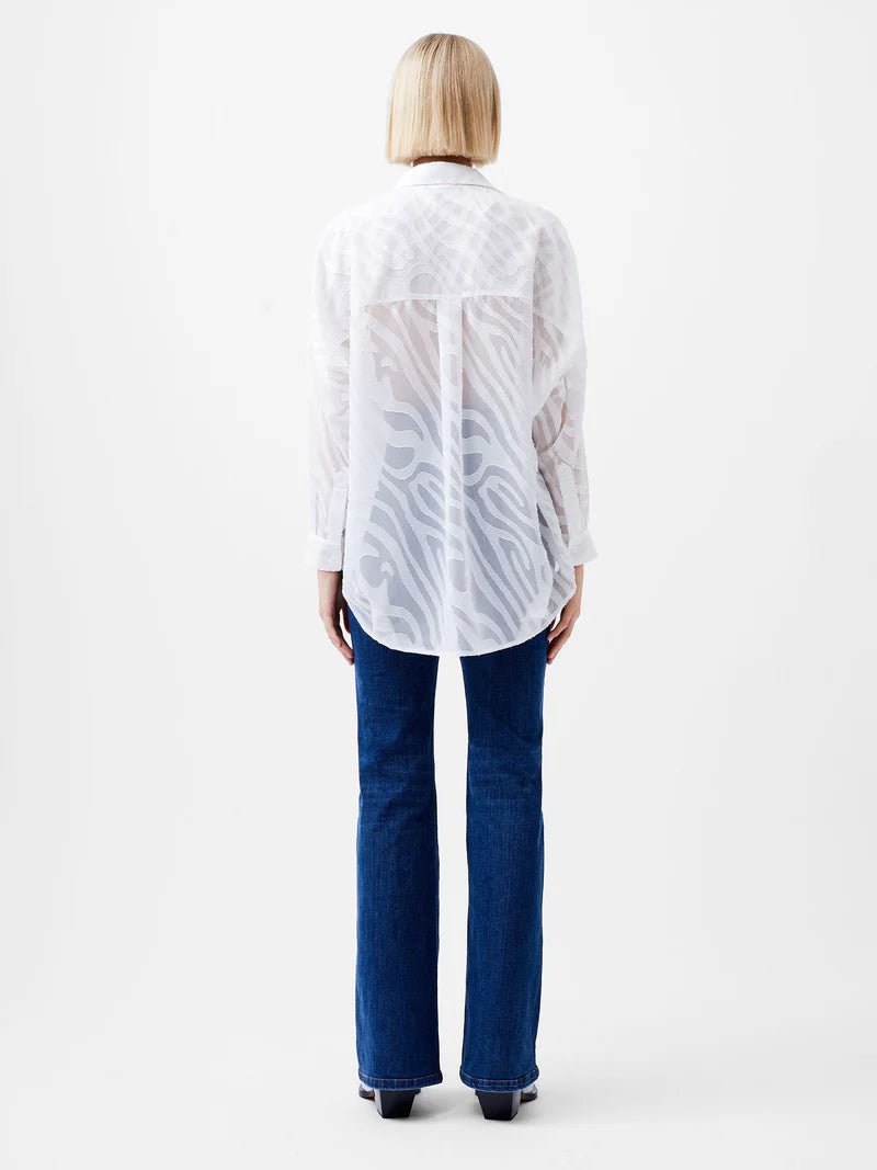 Zebra Devore Popover Shirt Winter White - French Connection - My Milou